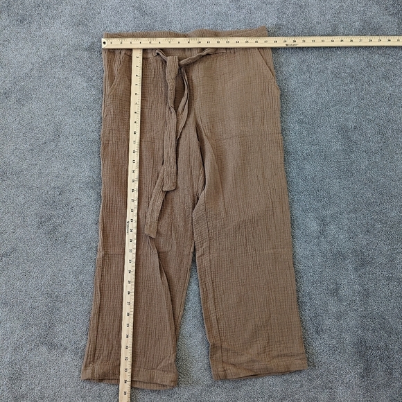 Thyme Maternity Women's Textured Cotton Pants Size Medium Taupe NEW 100% Cotton - Picture 8 of 12